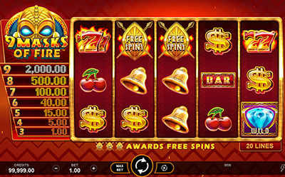 9 Masks of Fire mobilais spēļu automāts