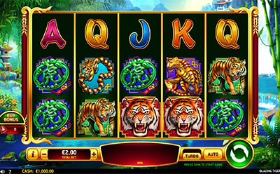 Blazing Tiger spēļu automāta spēle Optibet Latvijas tiešsaistes kazino